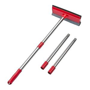 DSV Standard Window Squeegee, 2-in-1 Window Cleaner with 55" Extension Poles, Window Washing Kit, Glass Door Cleaner, Multi-Use Car Windshield Cleaning Tool with Long Handle for High Outdoor Windows