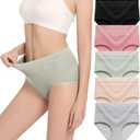 HAVVIS Women's Briefs Underwear Cotton High Waist Tummy Control Panties Rose Jacquard Ladies Panty Multipack, 5 Pack, Assorted Colors, Large