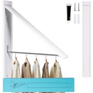 Retractable Clothes Drying Rack,Space Saver Wall Mounted Folding Hanger for Laundry Room, Closet Storage Organization, Easy Installation Aluminium Dryer 1pcs (White)