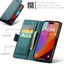 AUPAI for iPhone 14 Pro Wallet Case with Credit Card Holder, PU Leather RFID Blocking Folio Flip Kickstand Magnetic Clasp Protective Phone Cover for Women Men 6.1 Inch Cyan