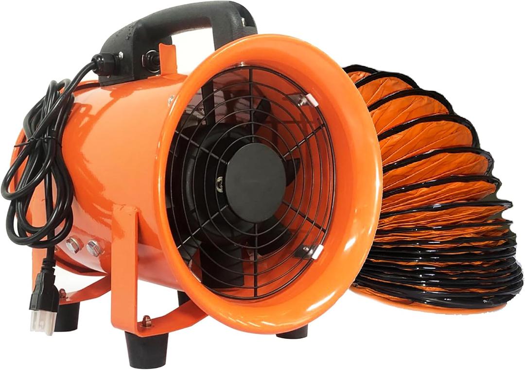 Utility Blower Fan 10 Inch Portable Axial Exhaust Fan 350W/2.6A 1600CFM High Velocity Ventilator with 16FT Duct Hose for Exhausting & Ventilating at Home and Job Site