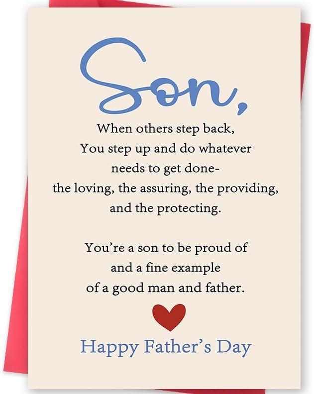 9 x Fathers Day Card for Son, Happy Father's Day Son Card, Fathers Day Gift for Men, Heartfelt Greeting Card for a Good Men and Father, Proud Parent Card