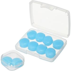 Silicone Earplugs, 27 Db Noise Cancelling Sleeping Ear Plugs Soft Reusable Moldable with Case for Swimming Travel Snoring Concerts Airplane Shooting Range (10 Pack, Blue)