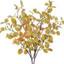 Uieke 2PCS Artificial Fall Leaves Stems, 36" Fake Eucalyptus Leaves, Fall Decorations for DIY Wedding Home Table Thanksgiving (Yellow)