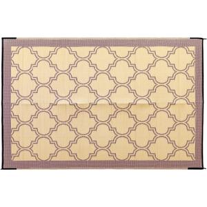 Camco Large Reversible Outdoor Patio Mat Easy to Clean, Perfect for Picnics, Cookouts, Camping, and The Beach (6' x 9', Brown Lattice Design) (42877)