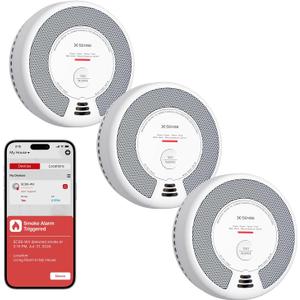 X-Sense Smart Smoke Detector Carbon Monoxide Detector Combo with No Fee App Notification, Replaceable Battery Powered Smoke Detector and Carbon Monoxide Detector, SC06-WX, 3-Pack