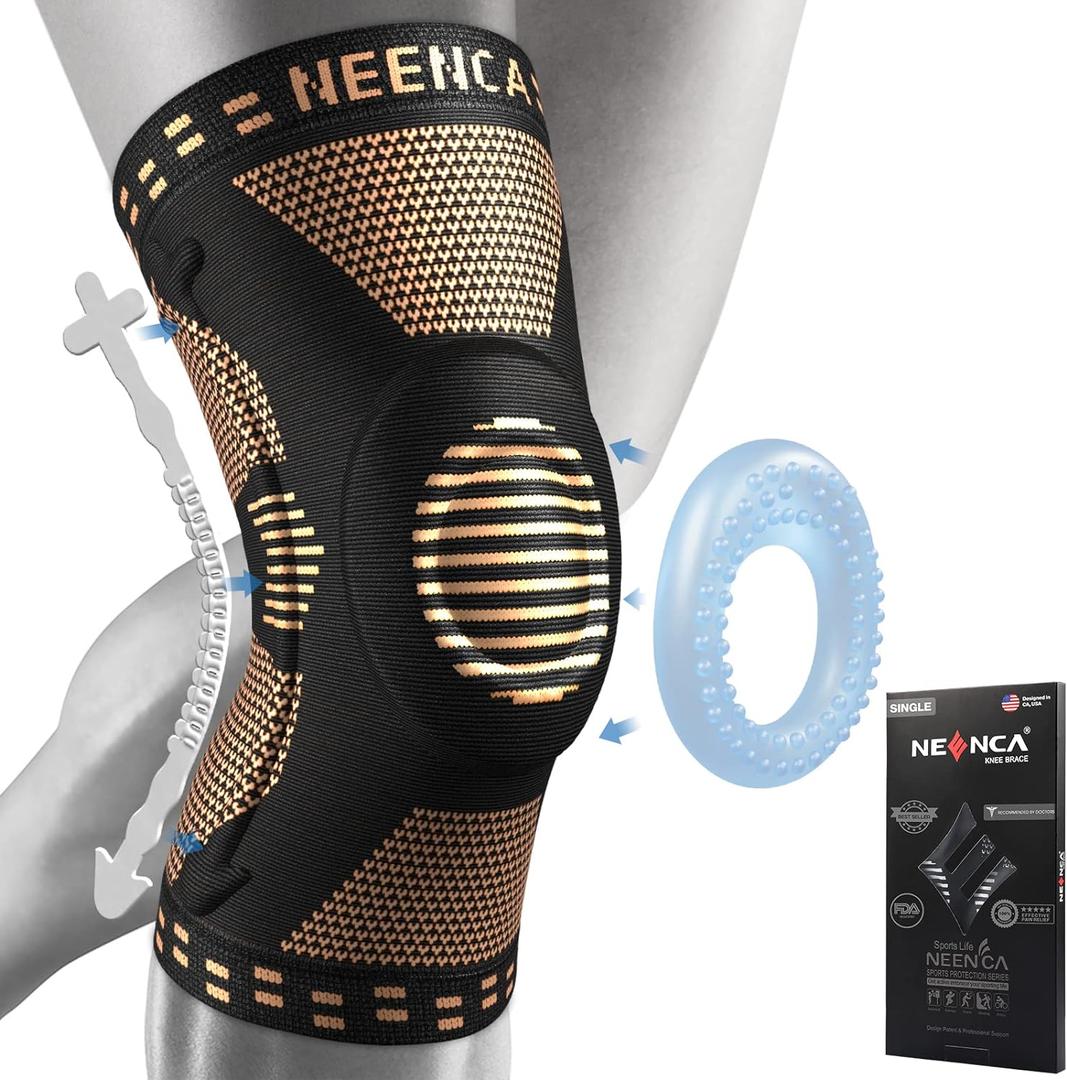 NEENCA Copper Knee Brace for Knee Pain, Knee Support with Patella Pad & Side Stabilizers, Compression Knee Sleeve for Sport, Workout, Arthritis, ACL, Joint Pain Relief, Meniscus Tear- FSA/HSA Eligible