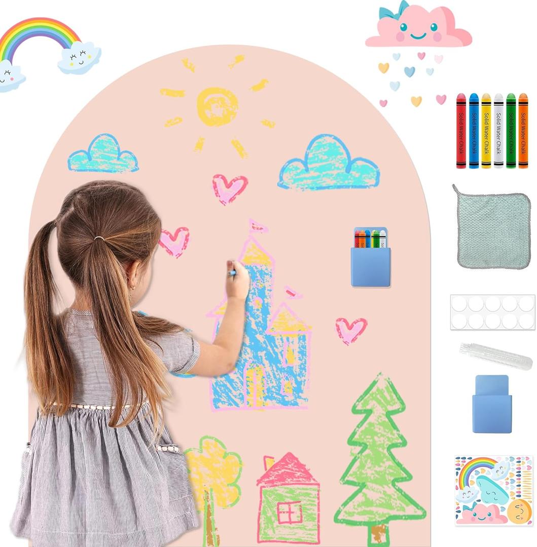 Magnetic Wall Decal for Kids Playroom Arch Magnetic Chalkboard for Walls Magnetics Contact Paper Peel and Stick Self Adhesive Chalk Board Magnet Wall Sticker for Nursery Toddlers Classroom 31.5"x39.4" (Pink)