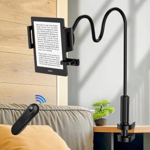 Kindle Holder with Remote Page Turner | Hands-Free Stand for Reading in Bed or Desk Compatible with Kindle Paperwhite, Oasis, iPad, iPhone, and More | Fits Devices from 4.5 to 10