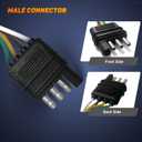 Trailer Wire Extension 4-Way 4 Pin Plug, 4 Wire 4-Flat Connector with Male & Female Plug 18 AWG 26 inch Hitch Light Trailer Wiring Harness Extender