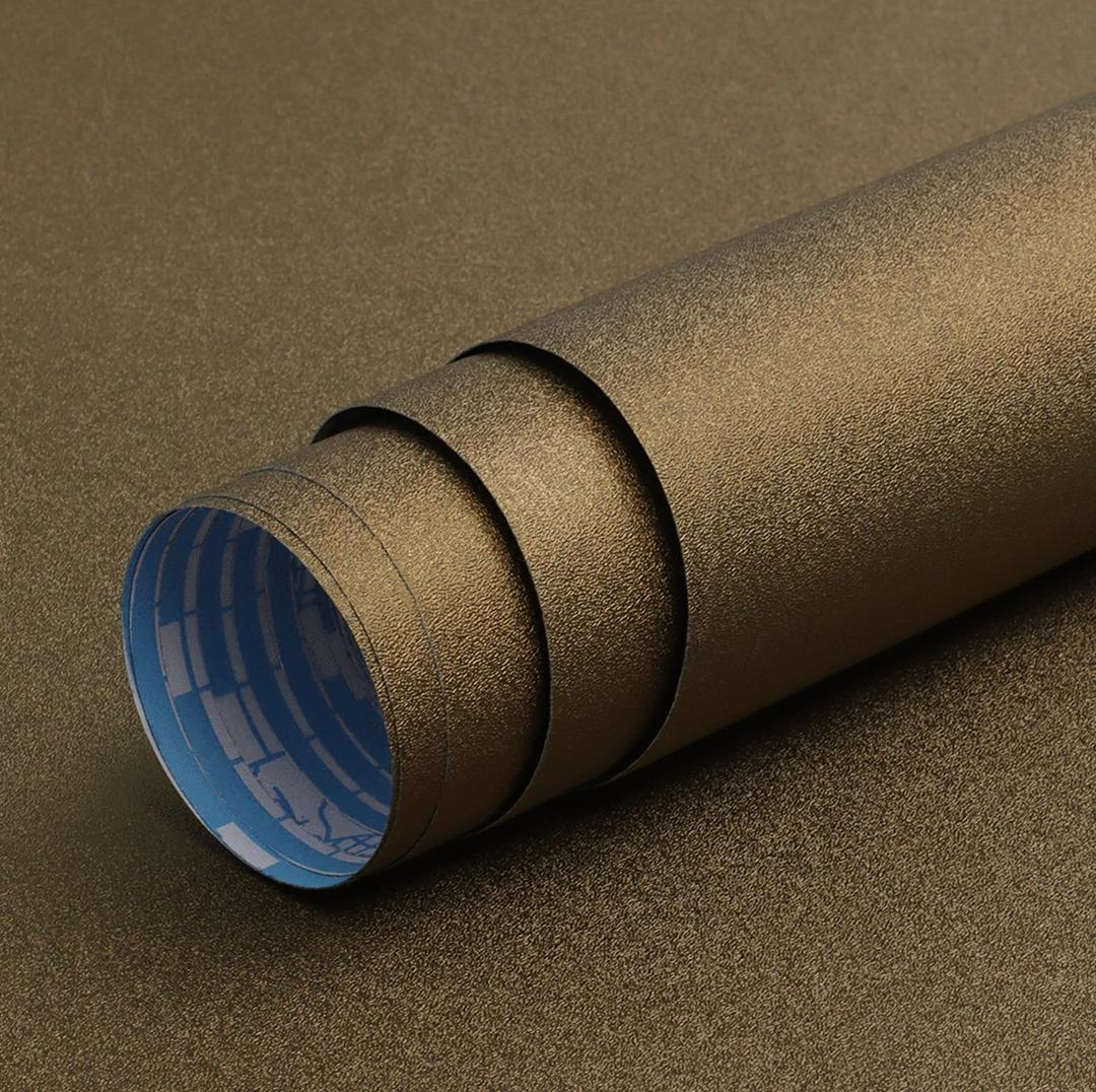 Timeet Peel and Stick Wallpaper Brown Wallpaper Texture Wallpaper Self Adhesive Removable Wallpaper Dark Gold Contact Paper for Walls Furniture Bedroom 15.74"x118.11"