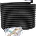 50Ft 12/3 Outdoor Extension Cord with 3-Outlets, Heavy Duty 12 Gauge 3 Prong Extension Cord Waterproof with Lighted end, 15A 12AWG 1875W SJTW, ETL Listed - Great for Garage, Garden and Home, Black