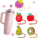2 x 5pcs Apple Stanley Cup Straw Cover Stanley Straw Topper Cup Accessories Cup 40 Oz (Black F2)