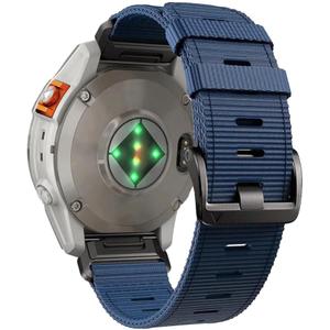 26mm Adjustable Nylon Watch Band for Garmin Fenix 7x Fenix 8 51mm Epix Pro 51mm Strap, Quick-Fit 26mm for Fenix 5x plus & Tactix 7 pro Bands, for Instinct 2X Watch Band Replacement (Blue- Black Buckle, 26mm)