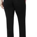 No Nonsense Lounge Yoga Pants Flared Cotton Leggings, 32.5" Inseam, Wide Waistband, No Show Coverage, Relaxed Flare Leg (Black, L)