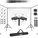 EMART Backdrop Stand, 30x7ft(WxH) Large Adjustable Background Support System with 308 Angle Rotatable Connector, 12 Clamps, 4 Sandbags and Carry Bag for Paties, Wedding, Photography Studio, Video (Black)