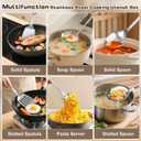 2 Pcs Cooking Utensils Set, Stainless Steel Kitchen Utensils, Heat Resistant Metal Kitchen Tools Include Solid & Slotted Turner Wok Spatula, Serving Spoon, Ladle, Pasta Server, Easy to Clean, Silver