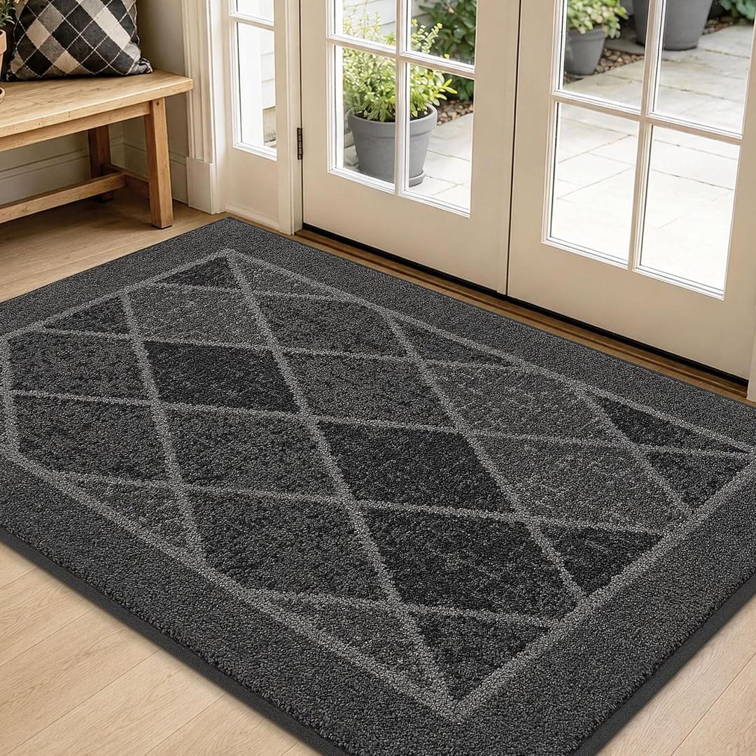 BEQHAUSE Dirt Trapper Door Mats 36" x 60", Non-Slip Washable, Grey