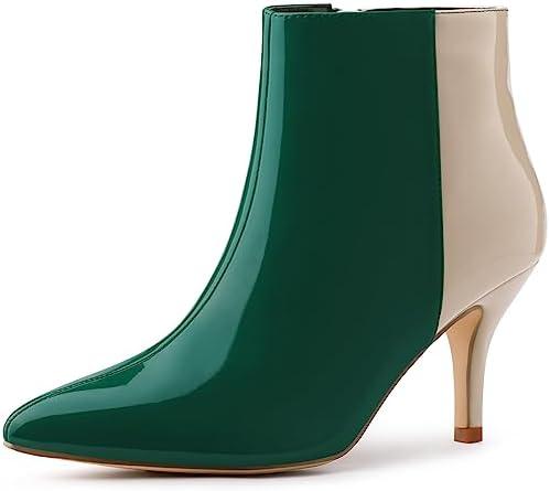 Allegra K Women's Contrast Color Leopard Print Stiletto Heel Ankle Boots, size 10