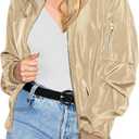 Zeagoo Women's Bomber Jacket Casual Coat Zip Up Outerwear Windbreaker with Pockets XXL