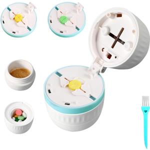 Pill Cutter 1/4,Pill Crusher,Splitter for Smalla Pills,Pill Organizer, Suitable for Carrying On The Go (4 in 1)