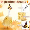 Porch Goose Outfit Scarecrow Porch Goose Costume with Felt Hat Raffia Straw Dress Sunflower for 23" Cement Plastic Geese Thanksgiving Outdoor Statue Patio Yard Lawn Art