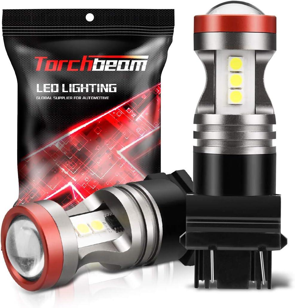 Torchbeam 3157 LED Light Bulbs 3600 Lumens with Projector Error-free For Reverse Back Up Lights DRL Brake Lights Fit 3156 3057 3056 4157 6500K Xenon WhitePack of 2