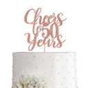 50 Rose Gold Glitter Cheers to 50 Years Cake Topper, Happy 50th Birthday Party Toppers Decorations, Supplies