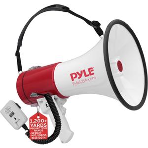 Pyle Portable Megaphone Speaker PA Bullhorn-Built-in Siren, 50W Adjustable Volume Control &1200 Yard Range-Ideal for Any Outdoor Sports, Cheerleading Fans & Coaches or for Safety Drills - PMP52BT