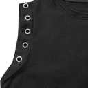 Remidoo Women's Cap Sleeve Tank Tops Loose Fit Grommet Punk Sleeveless Shirts Black X-Large (Black, XL)