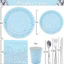 175 Pcs Light Blue Plates and Napkins Party Supplies - Baby Blue Paper Plates Serve 25 Guests - Light Blue and Silver Disposable Plates Sets for Birthday Wedding Baby Shower Holiday Party Decorations