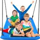 Trekassy 700lbs Large 60" Platform Tree Swing for Kids and Adults, Heavy Duty Waterproof & Anti-Fade Textilene Outdoor Swing Seat for Backyard with Adjustable Ropes + 2 Hanging Straps (Patented)