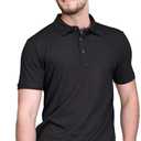 Men's Bamboo Viscose Polo Neck Slim fit t-Shirt (Medium, Onyx Black)