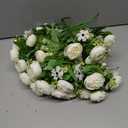 Peonies Artificial Flowers, Small Silk Flowers for Home Decor Indoor Fake Bouquet Faux Floral Arrangements Dining Table Centerpieces for Kitchen Party Decor White