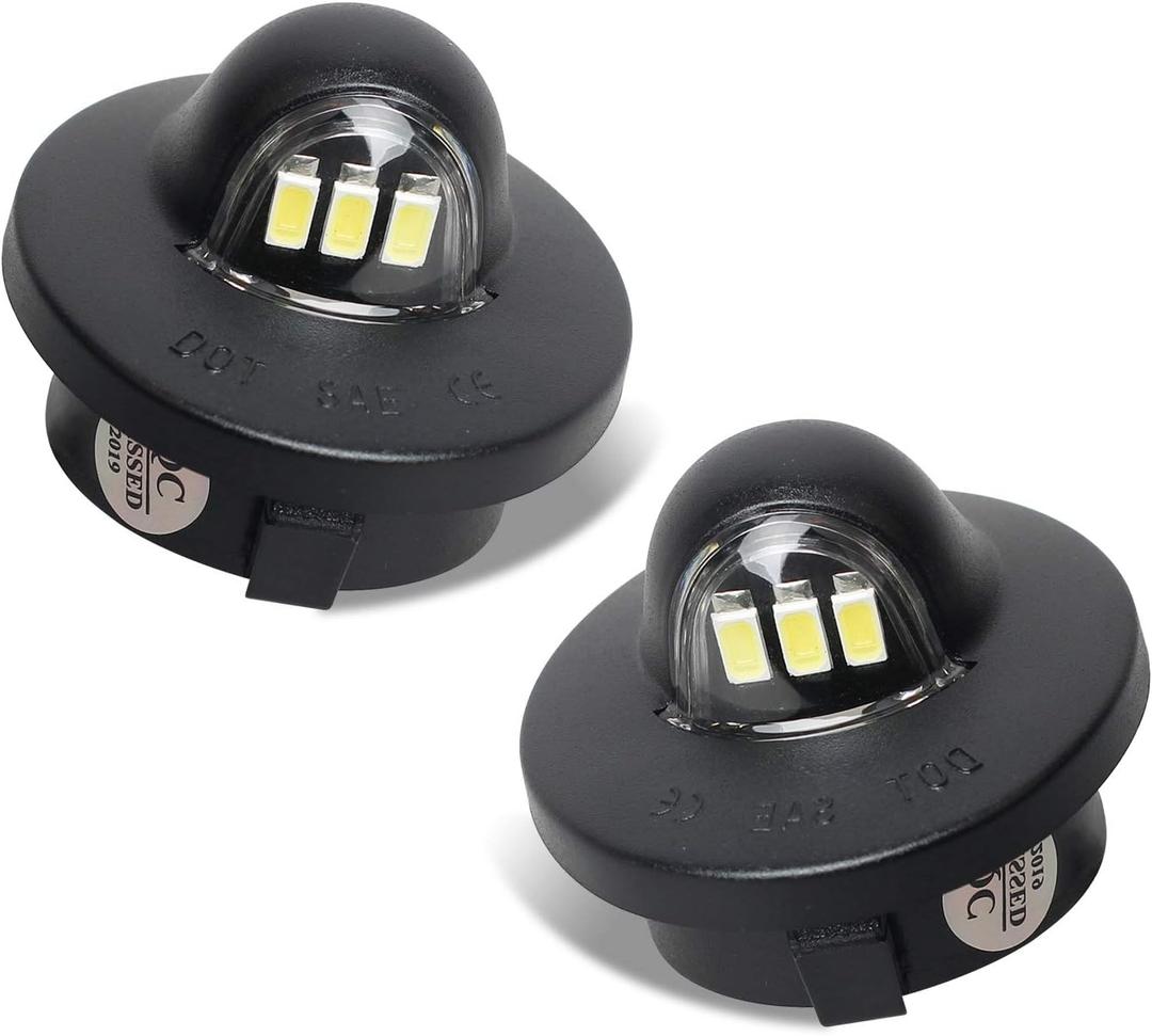 RUXIFEY LED License Plate Lights Tag Light Lamp Assembly Compatible with Ford F150 F250 F350 Super Duty Ranger Explorer Bronco Excursion Expedition, 6500K Black, Pack of 2
