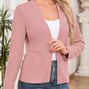 AGSEEM Full Lining Sweater Blazers for Women Open Front Long Sleeve Work Office Suit Jackets Blazer with Pockets (Black, L)