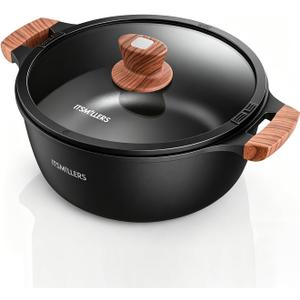 ITSMILLERS Nonstick Stock Pot, 6.5 Qt Soup Stock Pot with Strainer Lid, Induction Cooking Pot with Visible Lid for Pasta,Spaghetti, Ceramic Casserole Makes for Effortless Cleanup