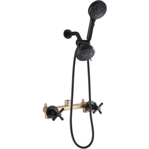 2 Handle Shower Faucet Shower System Complete 2 in 1 Shower Combo Set with Handheld Showerhead Shower Trim Kit Wall Mounted Shower Fixtures Matte Black
