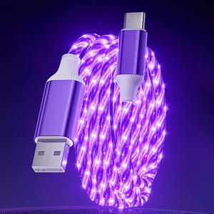 10FT LED USB A to C Cable Starry Light Up Type C Charging Cable Lighted USB C Charger Cord Compatible with Phone 16 15, Samsung Galaxy S24 S23, Pixel and More,Purple