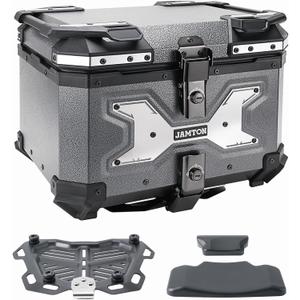 45L Motorcycle Top Case, Aluminum Motorcycle Tail Box Trunk with Universal Base - Anti-scratch gray