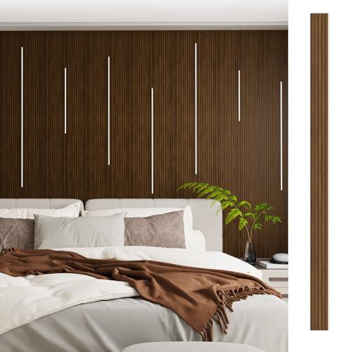 Carlo Schdoo WPC Wall Panels, 8-Pack 106 × 6 Inch 3D Wall Panels for Interior Wall Décor, Modern Accent Wall Panels for TV Background, Office Spaces, Living Room (Walnut)