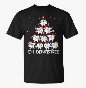 Oh Dentistree Toothbrush Teeth Xmas Lights Tree Christmas T-Shirt Size S