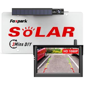 Solar Wireless Backup Camera: 3Mins DIY Installation, 1080P Battery Powered Car Back Up Camera System, Support 2 Channels Hitch Reverse Camera for SUV/Van/Truck/Trailer