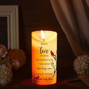 Memorial Candles Memorial Gifts LED Flameless Cardinal Candles for Loss of Loved One Sympathy Gifts Bereavement Gifts Battery Candles for Prayers(Simple Style)