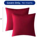 QUORGVES Red Velvet Pillow Covers 18x18 Inch Set of 2, Soft Solid Decorative Square Throw Pillow Covers, Decor Cushion Covers for Bed Sofa Couch Bedroom Living Room
