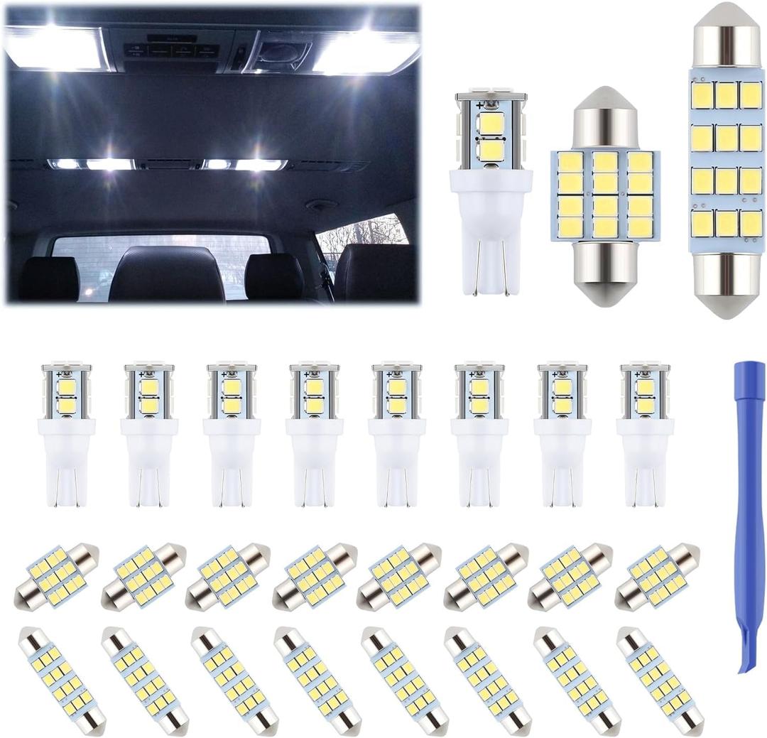 iFunyLED 24 Pieces Dome Light LED Car Interior Bulb Kit Set 194 T10 DE3175 578 31mm 42mm Bulbs Interior Replacement Lights for Car Map License Plate Door Side Marker Cornering Trunk Light - Cool White