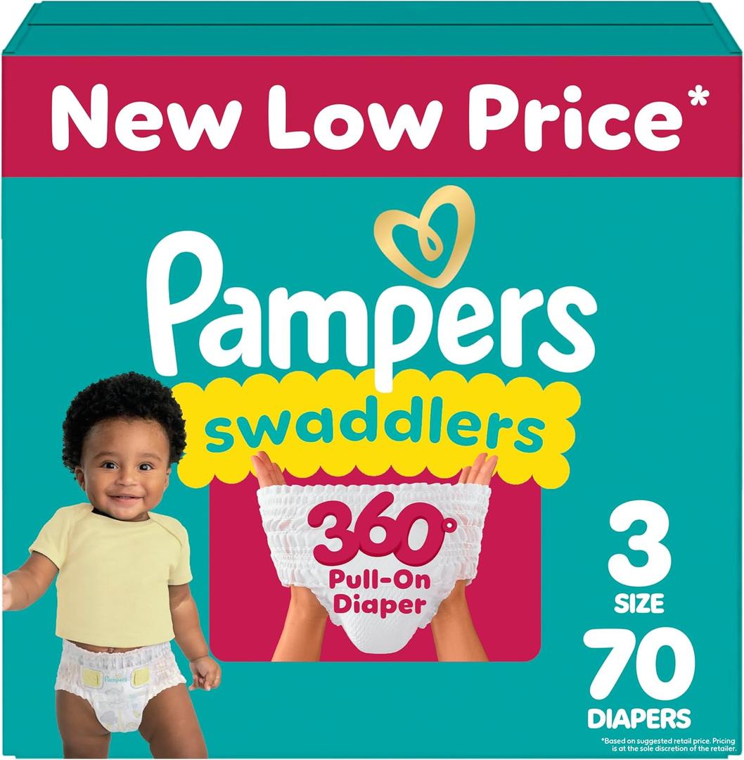 Pampers Diapers - Swaddlers 360 - Size 3, 70 Count, for up to 100% Leakproof Premium Skin Protection