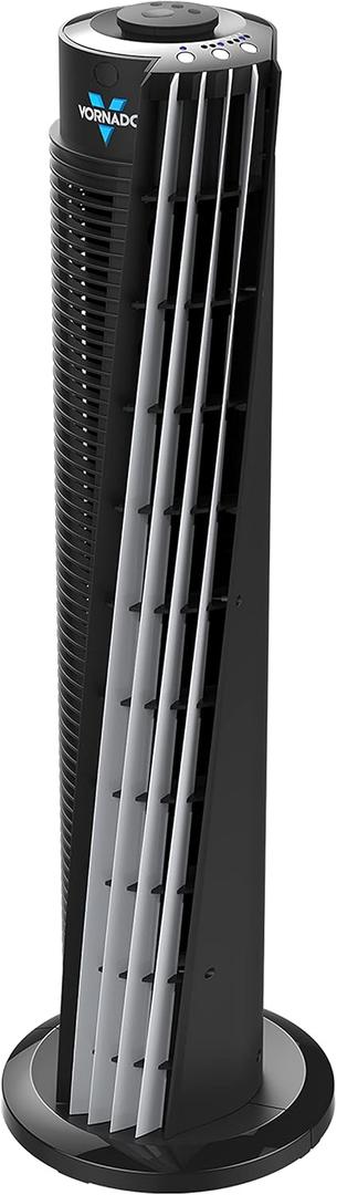 Vornado 143 Whole Room Air Circulator Tower Fan with Timer and Remote Control, 29", Black