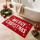 TYUU Christmas Bathroom Rugs, Extra Soft Absorbent Bath Rug Non Slip Washable Bathroom Mat Holiday Xmas Home Decor Indoor Bath Mat, Merry Christmas, 20"x30"