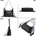 Quilted Shoulder Bag for Women Faux Leather Cute Hobo Handbags with Zipper Mini Clutch Purse Trendy Y2K (Black)